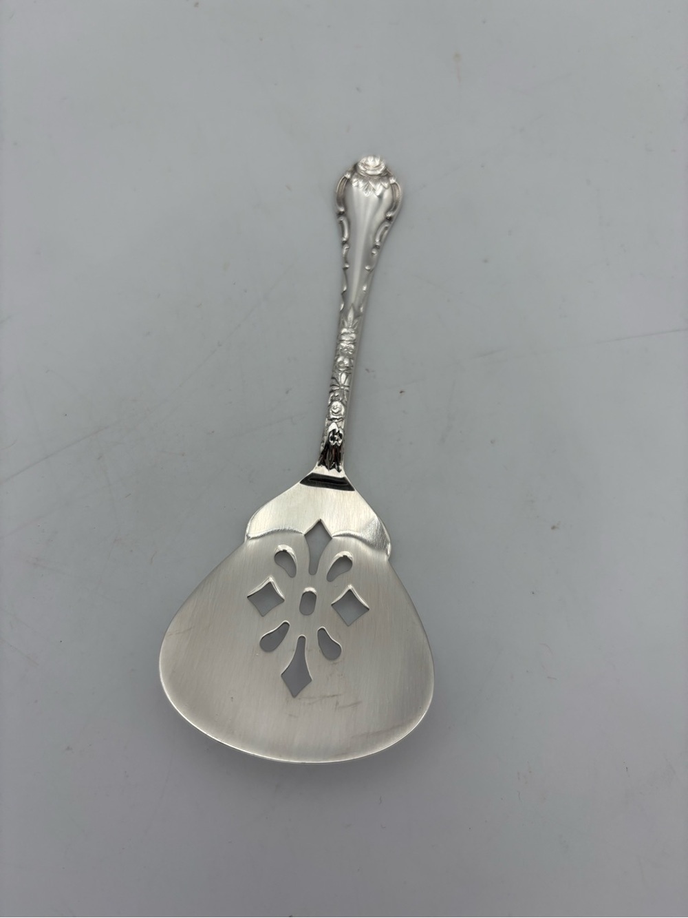 Vintage Masterpiece Silver-Plated Ornate Handled Pierced Serving Spoon
